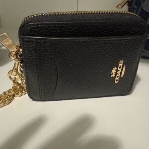 Coach Black Textured Wallet with Gold Accents